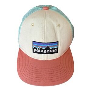 Patagonia Retro‎ P-6 Logo Patch Trucker Hat White Tan Mint Green Mesh